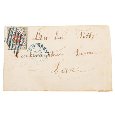 Schweizerische Bundespost - 1851, 2 1/2 Rappen (Ausgabe 1850) tiefschwarz / braunrot,