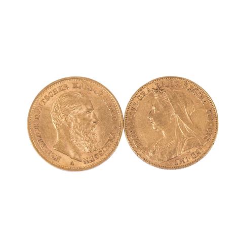 "Königliches GOLD - GOLD Sovereign Queen Victoria 1901 und 20 GOLDMark