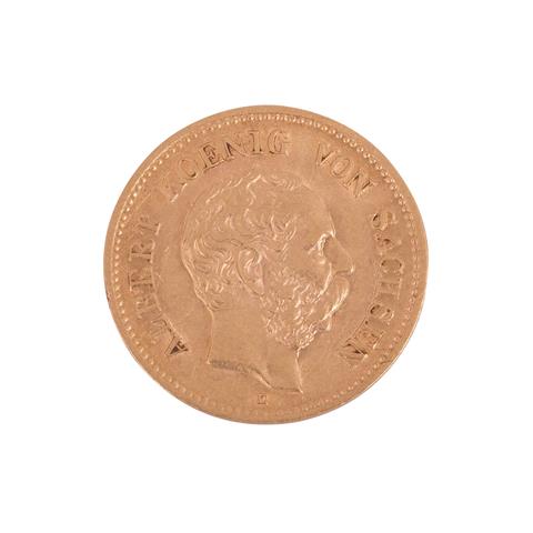 Sachsen/Gold - 5 Mark 1877/E, König Albert,
