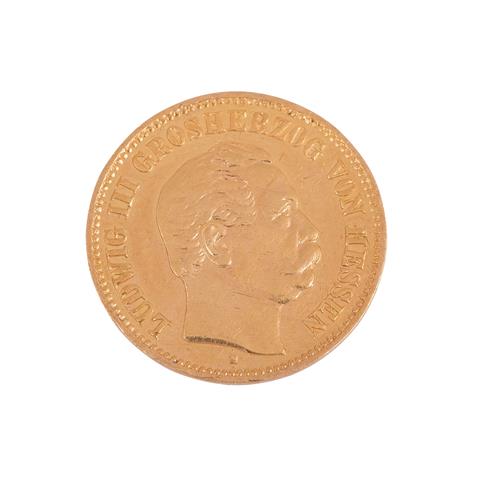 Hessen/Gold - 5 Mark 1877/H, Ludwig III., ss,