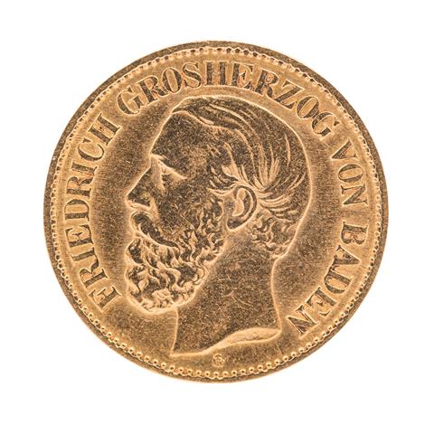 Dt. Kaiserreich /GOLD - Baden, Friedrich 10 Mark 1876/G