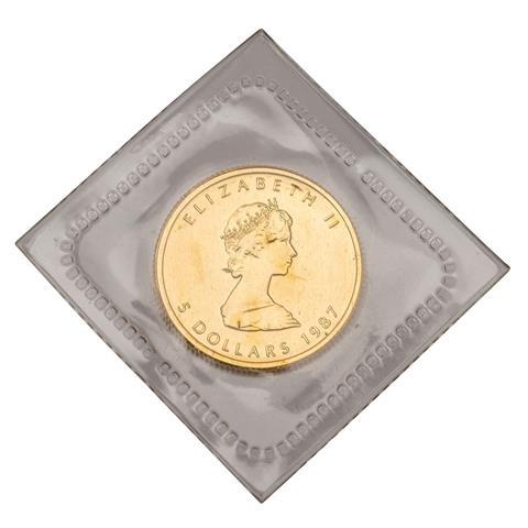 Kanada /GOLD - Elisabeth II. 5 Dollars, 1/10 oz Maple Leaf 1987