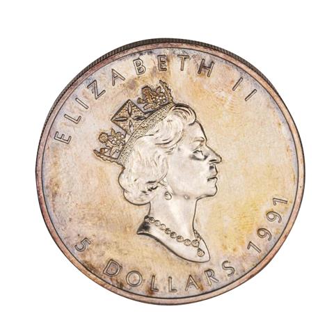 Kanada /SILBER - 5 $ Elisabeth II. 1 oz Maple Leaf 1991