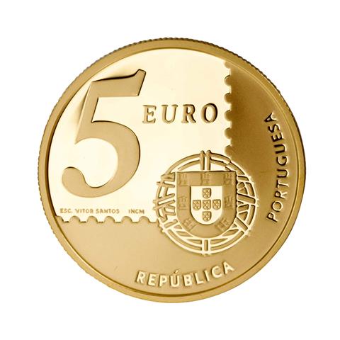 Portugal /GOLD - 5 Euro 150 Jahre 1. Briefmarke in Portugal 2003 PP