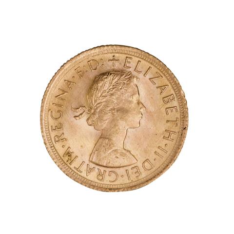 Großbritannien /GOLD - Elisabeth II mit Schleife, 1 Sovereign 1966,