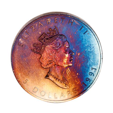 Kanada /SILBER - 5 $ Elisabeth II. 1 oz Maple Leaf 1991