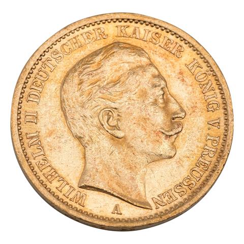 Preussen/Gold - 20 Mark /A, Wilhelm II., ss, Kratzer,