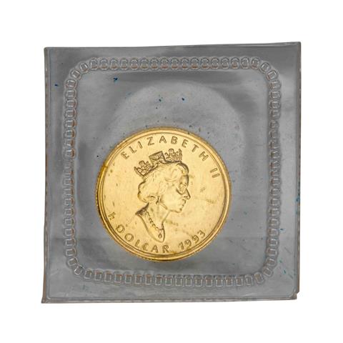 Kanada/Gold - 1 Dollar 1993, Maple Leaf, vz, Randkerben,