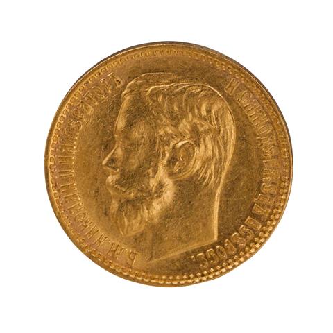 Russisches Zarenreich  /GOLD - Nikolaus II. 5 Rb 1899