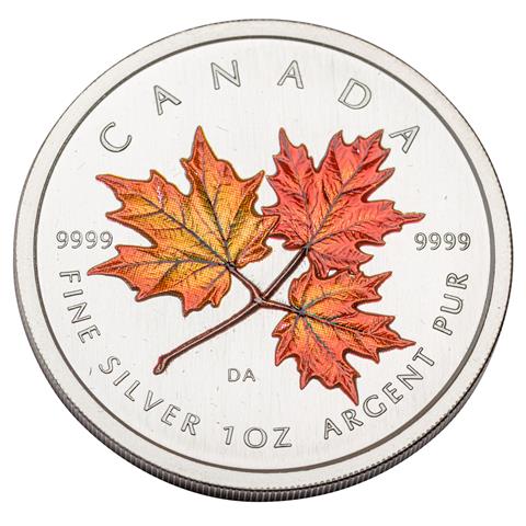 Kanada - 1oz. Maple Leaf in Rot, koloriert,