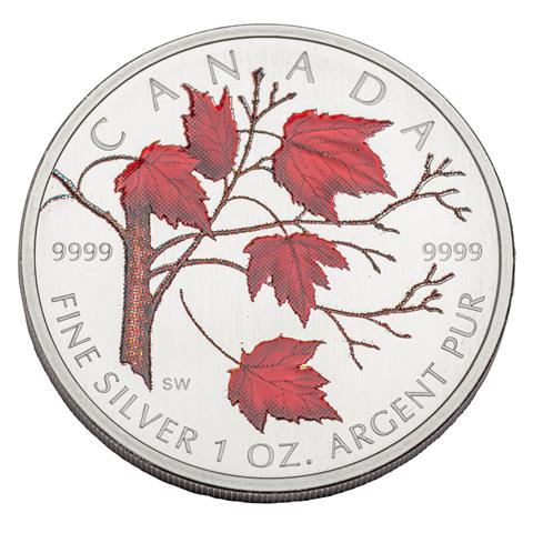 Kanada - 1 oz. Maple Leaf in Rot, koloriert,