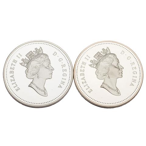 Kanada /SILBER - 2 x Elisabeth II. 1 $ 1990/1991 PP