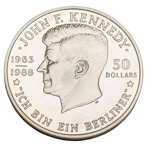 Niue /SILBER - 50 $ Kennedy 'Ich bin ein Berliner' 1988 PP