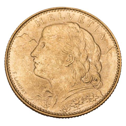 Schweiz/GOLD - 10 Franken 1922 B,