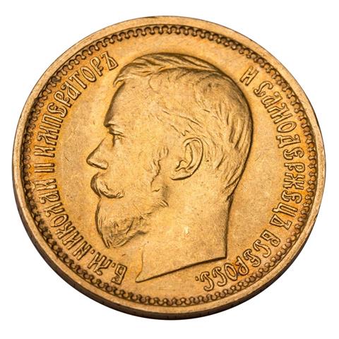 Russisches Zarenreich/Gold - 5 Rubel 1898, Zar Nikolaus II.,
