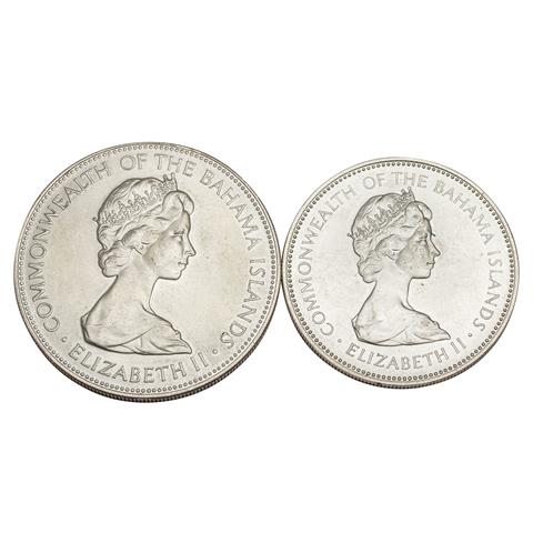 Bahamas /SILBER - Elisabeth II. 2 $ 1972 & 5 $ 1971