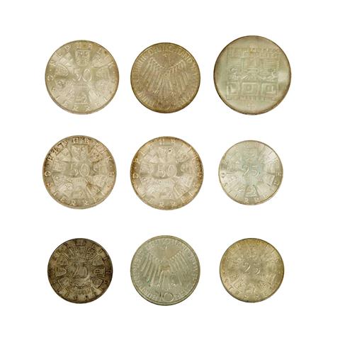 Silbermünzen, Kleinkonvolut von 9 Münzen:
