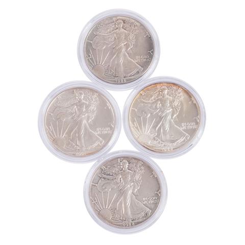 USA /SILBER - 4 x 1 $ American Silver Eagle