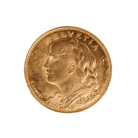 Schweiz /GOLD - 10 Sfr. Vreneli 1913