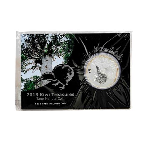 Neuseeland /SILBER - 1 $ Elisabeth II. 1 Unze 'KIWI Treasures' Tane Mahuta Coin 2013