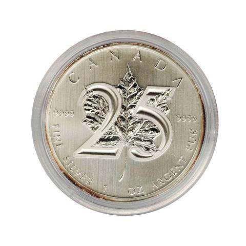 Kanada /SILBER - 5 $ Elisabeth II. - Maple Leaf 1 Unze,  25 Jahre Edition 2013