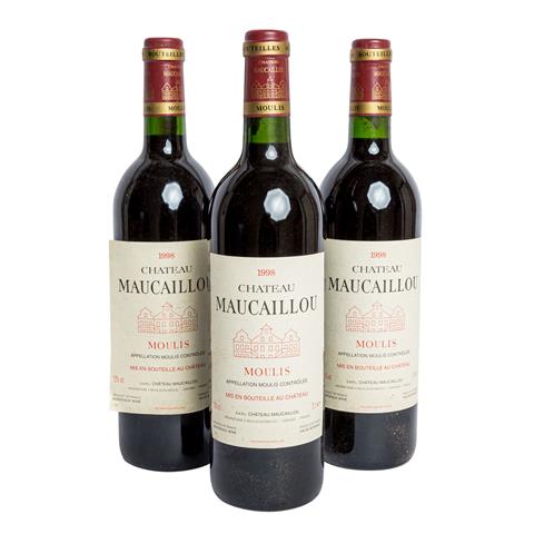 CHÂTEAU MAUCAILLOU 3 bottles MOULIS 1998