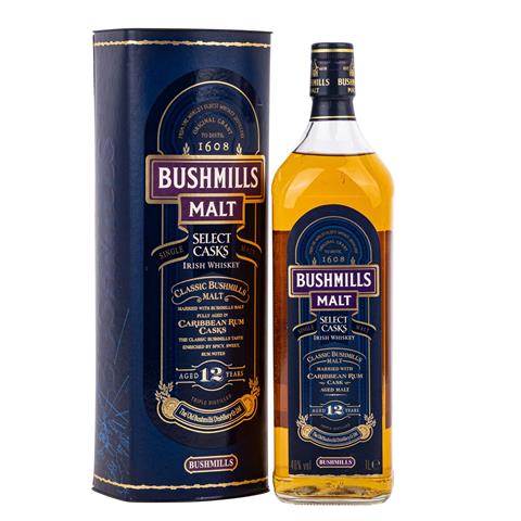BUSHMILLS MALT Select Casks, Bushmills Malt & Caribbean Rum, Single Malt Irish Whiskey "Aged 12 Years"