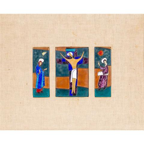 SCHNEIDER, GUNTHER (Künstler 20. Jh.), Emaille-Triptychon,
