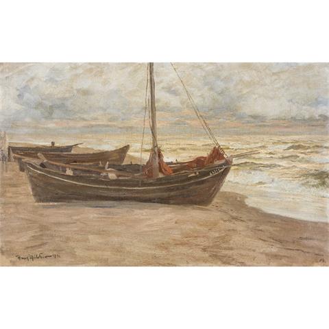 MALER 19. Jh., "Boote am Strand",