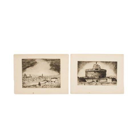 FRANK, SEPP (1889-1969), 2 Ansichten Rom: "Die Engelsburg" & "Panorama mit St. Peter",