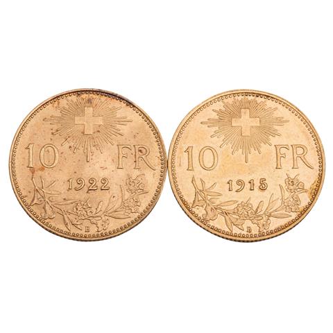 Schweiz/GOLD - 2 x 10 Franken