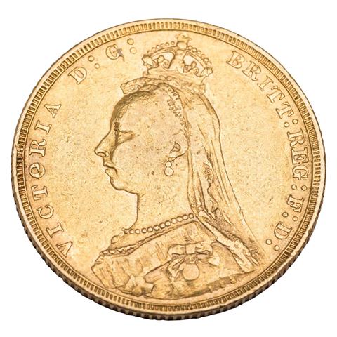 Großbritannien /GOLD - Viktoria, 1 Sovereign 1889,
