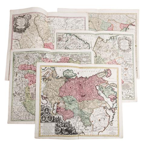 5 historische Kupferstichlandkarten osteuropäischer Raum, 18.Jh. -
