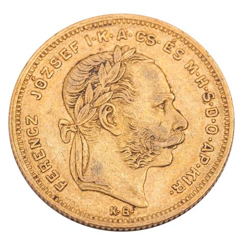 Ungarn /GOLD - Franz Josef I. 8 Forint (20 Francs) 1877-K.B.