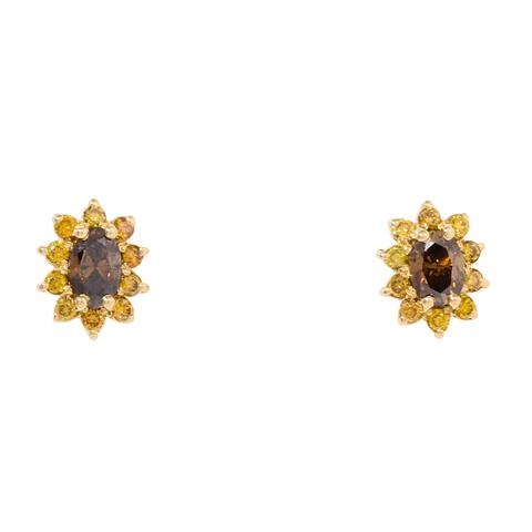 Paar Ohrstecker mit Diamanten im Ovalschliff, zus. 1,04 ct,