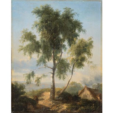 MICHALLON, ACHILLE ETNA (Paris 1796-1822 Paris), "Landschaft mit Birke",