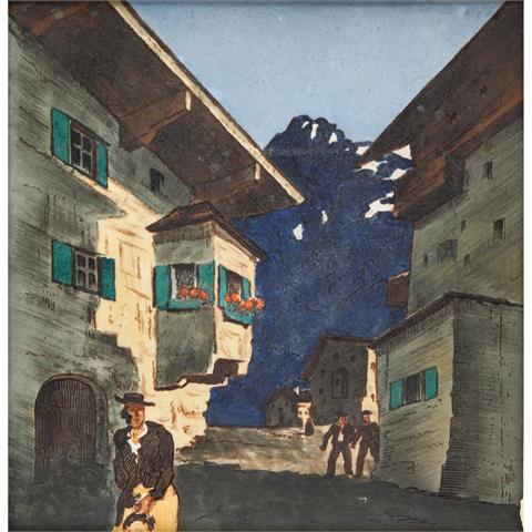NACH Alfons WALDE (A. W.: 1891-1958), "Im Dorf in Südtirol",