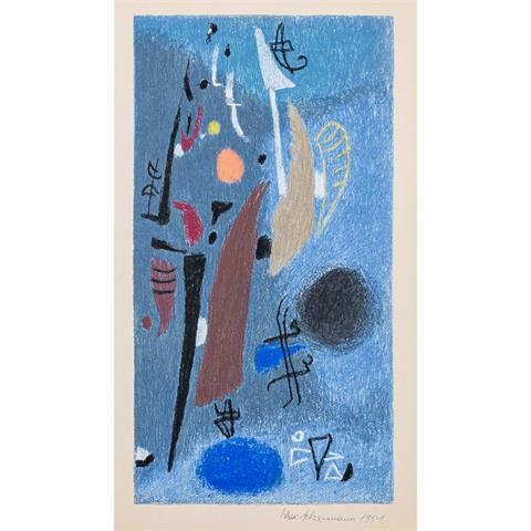 ACKERMANN, MAX (1887-1975), "Abstrakte Komposition vor blauem Hintergrund", 1951,