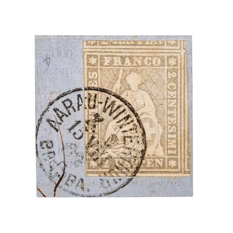Schweiz - 1862, 2 Rappen grau, sitzende Helvetia,