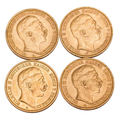 Dt. Kaiserreich /GOLD - Preussen, Wilhelm II. 4 x 20 Mark