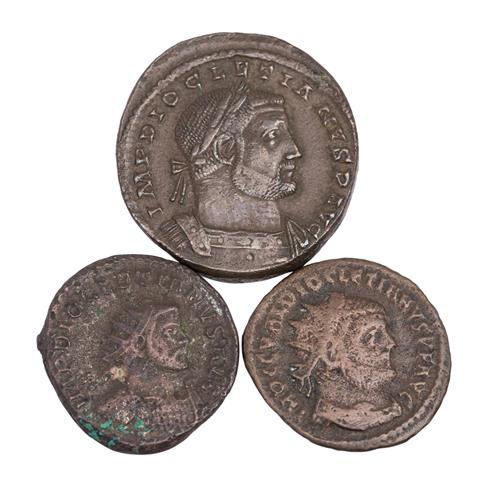 Römisches Kaiserreich 3 Bronzemünzen aus der Regierungszeit Diocletians 3./4.Jh. n.Chr. -