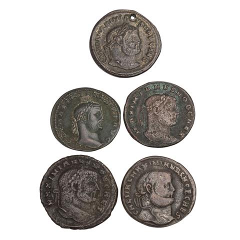 Römische Spätantike 5 Bronzen aus der Zeit des Galerius 3./4.Jh.n.Chr. -
