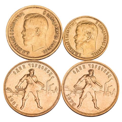 Russland/GOLD - 4 Münzen, darunter