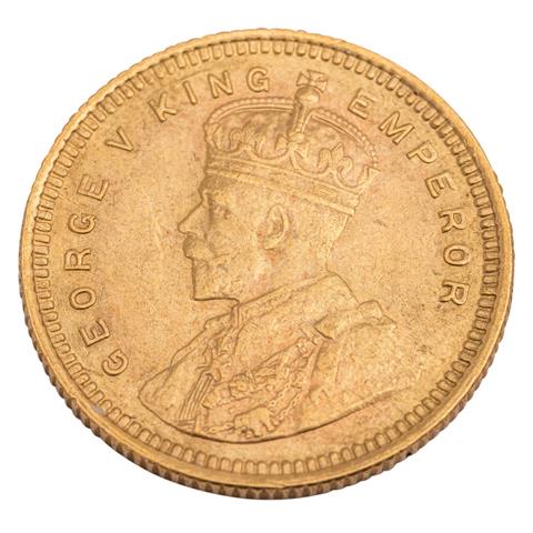 British-Indien /GOLD - Georg V. 15 Rupees 1918 vz