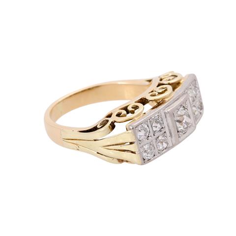 Ring mit 8 Altschliffdiamanten und 1 Brillant, alle zus. ca. 0,65 ct,