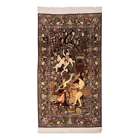 Orientteppich aus Seide. KIRMAN 'Ravar'/PERSIEN, 20. Jh., ca. 174x102 cm.