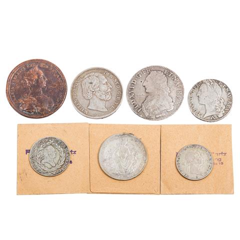 7-teiliges Konvolut historischer Münzen,