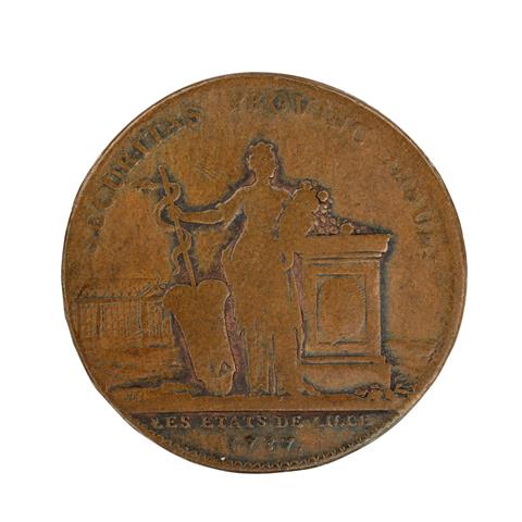 Frankreich/Lille - Bronzejeton 1737 , Ludwig XV., Medailleur du Vivier,