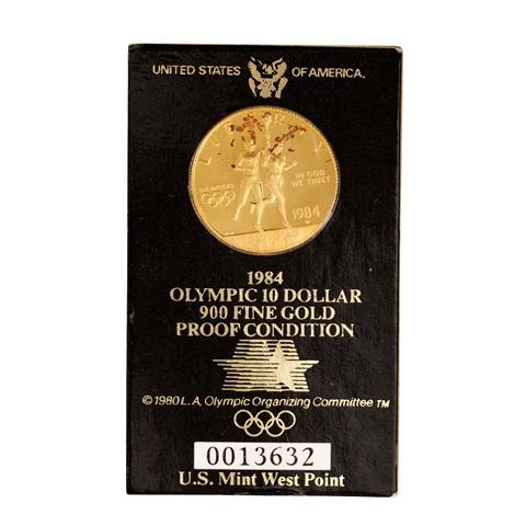 USA/GOLD - 10 Dollars 1984, Olympische Spiele in Los Angeles,