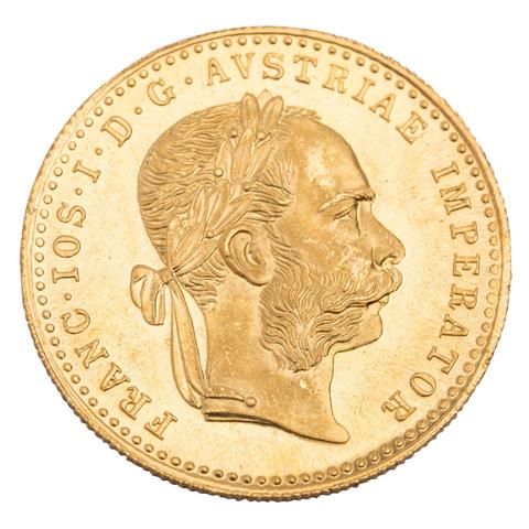 Österreich - Dukat 1915, offizielle Neuprägung, GOLD,
